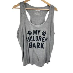 Instant Message Womens Tank Top Racerback My Children Bark Graphic Gray Size 2X